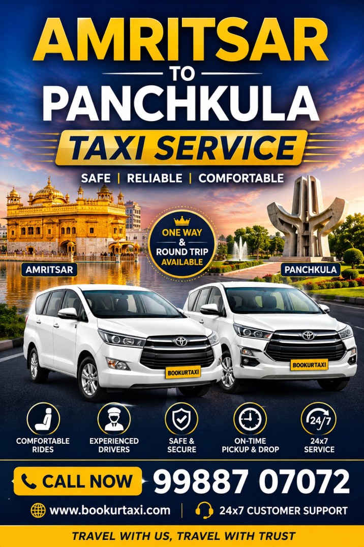 Amritsar to Panchkula Taxi | Booking Start - BookUrTaxi