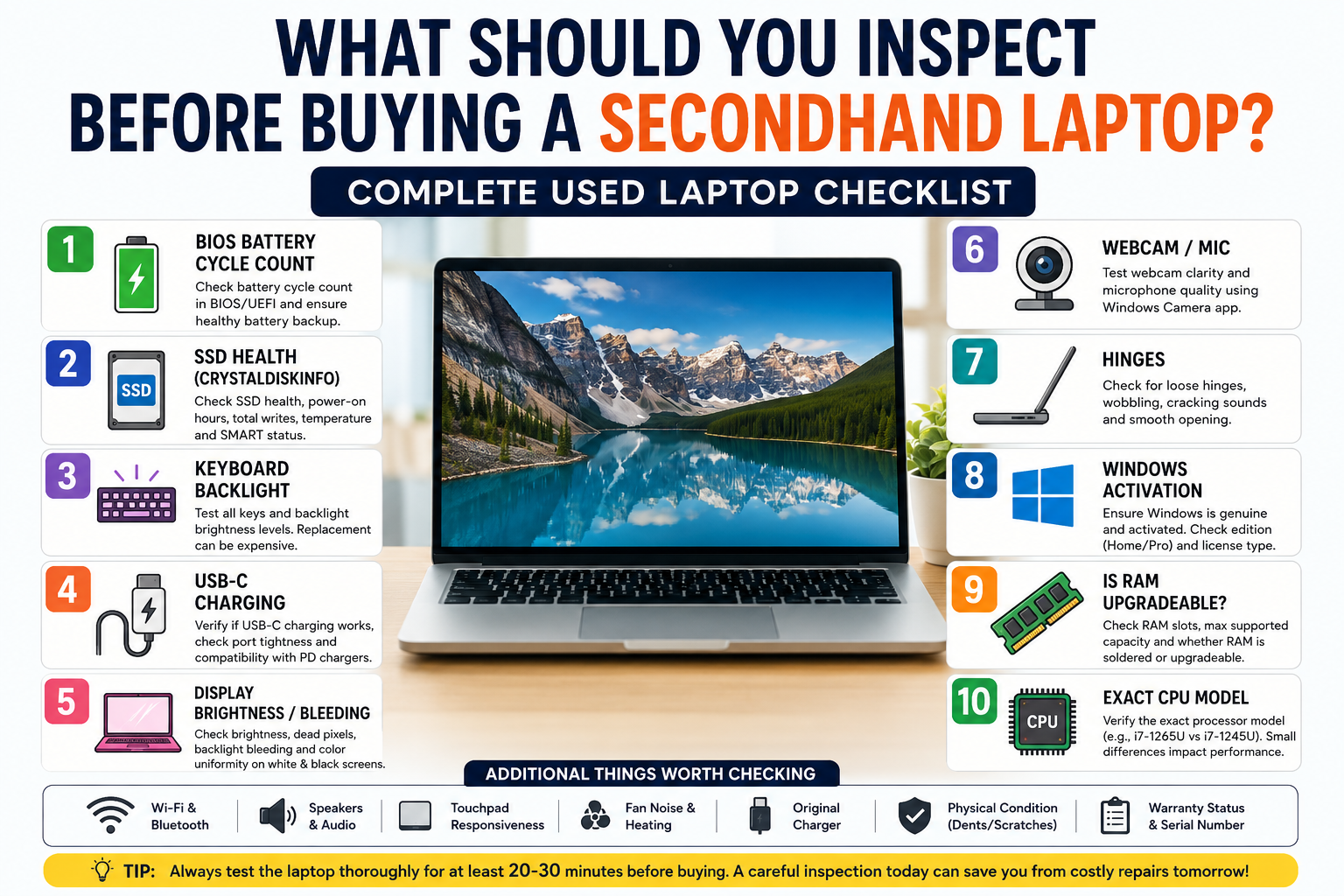 What Should You Inspect Before Buying a Secondhand Laptop? Complete Used Laptop Buying Checklist (2026)